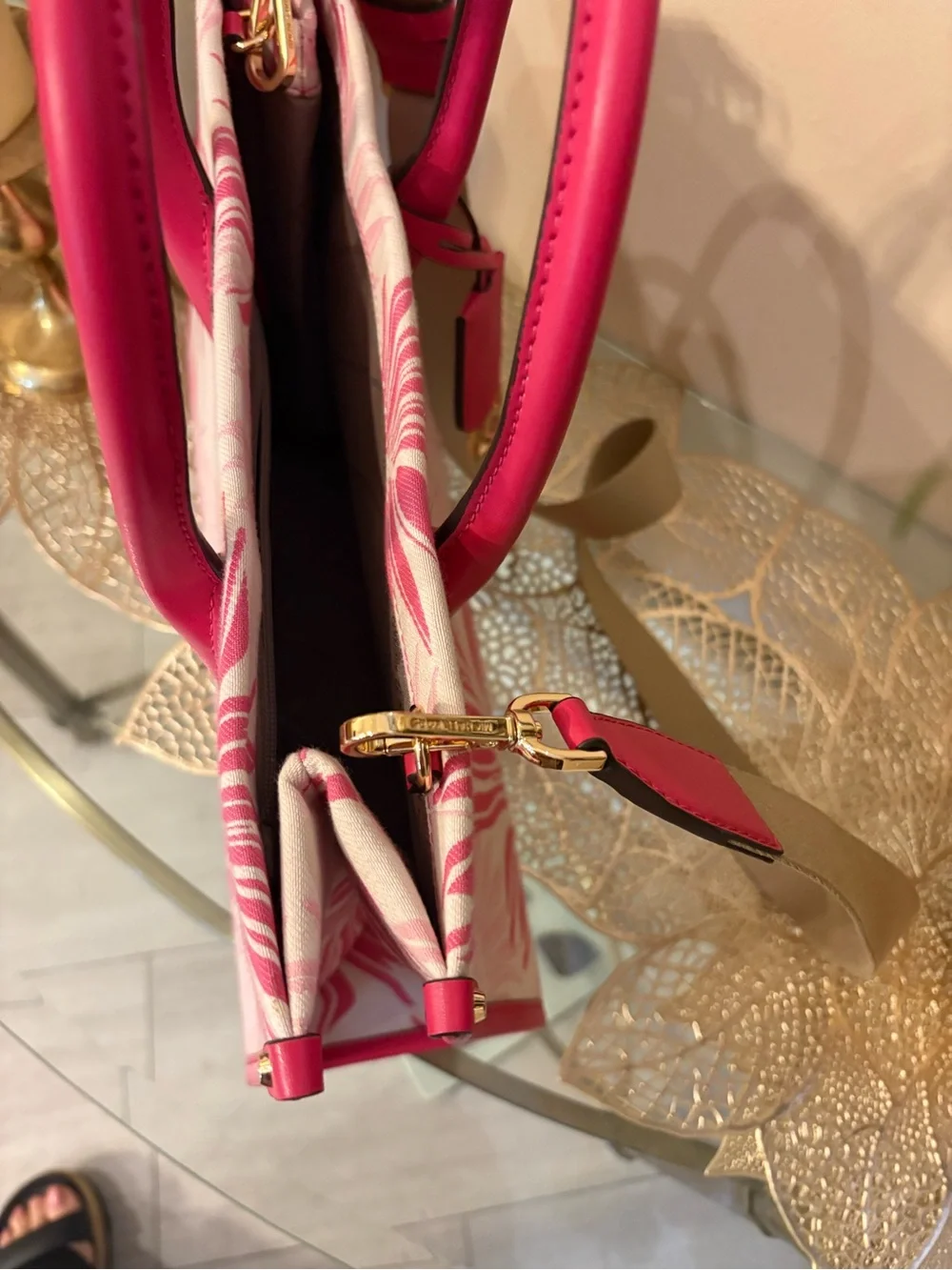 Michael Kors Hot Pink Palm-Print Tote